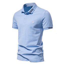 Men's Polos AIOPEON Brand 100 Cotton Polo Shirts Casual Solid Color Short Sleeve for Men Summer Desinger Clothing 230821