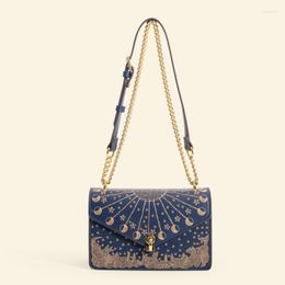 Evening Bags 2023 Embroidery Stars Chain Shoulder Messenger High Quality Women Purse And Handbags Small Square