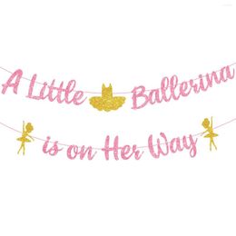 Party Decoration Ballerina Baby Shower Decorations Pink Glitter A Little Is On Her Way Banner For Princess Supplies