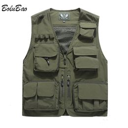 Men's Vests BOLUBAO Men's Vest Multi-Pocket Thin Trend Mesh Breathable Detachable Waistcoat Outdoor Mountaineering Fishing Casual Vest Male 230822