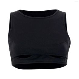 Women's Tanks Sexy Womens Hollow Out Chest Crop Top Round Neck Sleeveless T-shirt Cropped Tank Tops Nightclub Raves Party Costumes