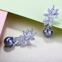 Dangle Earrings 2023 High-grade Pearl Zircon Fashion Exquisite Evening Dress EarclipS925Silver Needle