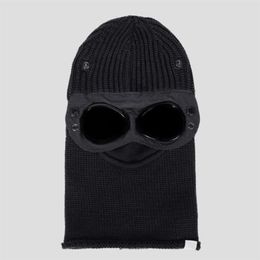 Extra Fine Merino Wool Goggle Balaclava Beanie Knit Hat Outdoor Retains Heat Windbreak Hood Men Cap Skull Caps Black ONESIZE342409251T
