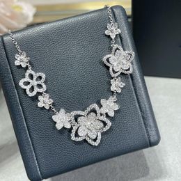 dupe brand top quality 925 sterling silver flower pendant necklace trendy jewelry for women
