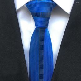 Bow Ties 2023 Men's Jacquard Woven Neck Tie Designer Panel Neckties Royal Blue Fashion Slim Cravat