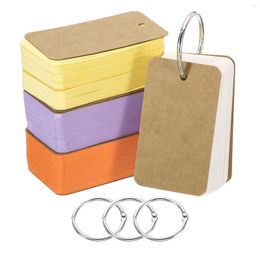 4Sets Portable Buckle Binder Notes Flash Cards Memo Pads DIY Blank Card Stationery Notebook Loose Leaf Notepad Word Study