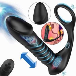 Thrusting Vibrator for Men Prostate Stimulation Anus Massager Cock Ring Anal Butt Plug Dildo Vibrators Adult Gay