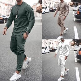 Men's Tracksuits 2023 Autumn Tracksuit Long Sleeve T Shirt Sweatpants Suit Men Streetwear Solid Color Sweatshirt Clothing 2 Piece Sets