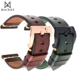 Watch Bands MAIKES Handmade Italian Leather Band 18mm 19mm 20mm 21mm 22mm 24mm Vintage Strap 230821