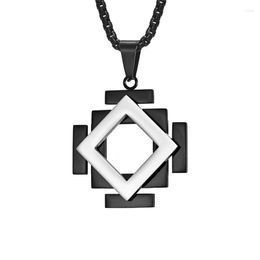 Pendant Necklaces 2023 Men Classic Geometry Floating Necklace Simple Hollow Black Gold Colour Stainless Steel Jewellery
