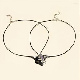 Chains E0BE 2Pcs Couple Necklace Clavicle Chain With Adjustable Strap Lover Puzzle Matching