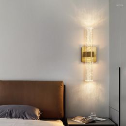 Wall Lamp Living Room Crystal Bedroom Backdrop Simple Post-modern Minimalist Entryway Light Luxury Bedside Wiring