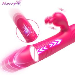 Vibrators Rabbit Vibrator Telescopic Vibration g Spot Clitoris Stimulator Dildo Female Nipple Masturbation Sex Toys for Women