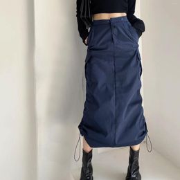 Skirts Vintage Cargo Casual Long Retro Harajuku Y2k Aesthetic Streetwear Drawstring Fairy Grunge Gothic