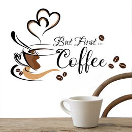 Wall Stickers Coffee Cup Pattern DIY Cafe Restaurant Living Room Home Decoration Selfadhesive Hand Carved Kitchen Wallpaper 230822