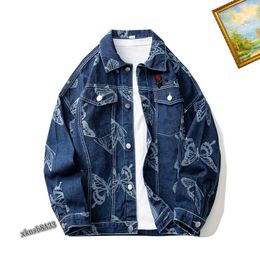 2023 Autumn Winter Men's Denim Jackets Stand Collar Single-breasted Embroidery Casual Slim Short Men's Coats JK23007