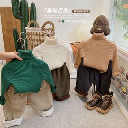 Family Matching Outfits Korean Children Baby Fall and Winter Turtleneck Sweater 2023 Boys Girls Simple Versatile Knitwear Boy 230821