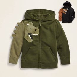 Cardigan Toddler Kids Coated Coated Baby Boys Cloths Dinosaur up Hoodies Autumn Winter Sweatshirt Long Sleeve Tops مع Pocket 230821