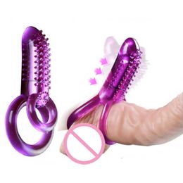 Massager Double Vibrating Cock Ring Vibrator Male Time Delay Dual Penis for Men Prolonging Climax Erotic Adult