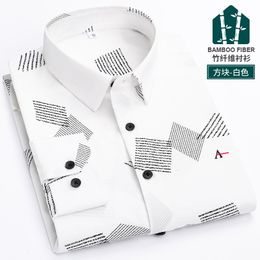 Men's Casual Shirts Antirugas elasticidade ajuste fino vestido masculino casual camisa de mangas compridas branco preto azul vermelho 230822