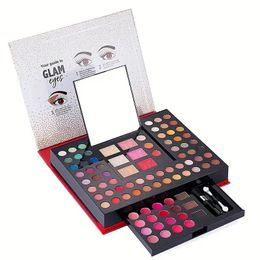 88 Colours Makeup Palette Set, Lip Gloss Eyeshadow, Blush, Eyebrow Powder And Brushes And Mirror, All In One Makeup Palette