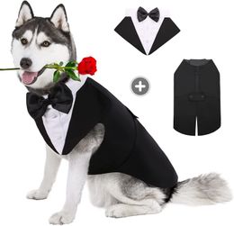 Dog Apparel Pet Dog Clothes Fashion Party Show Formal Suit Tie Bow Shirt Wedding Tuxedo Halloween Dress for Small Large Dog Clothes Supplies 230821