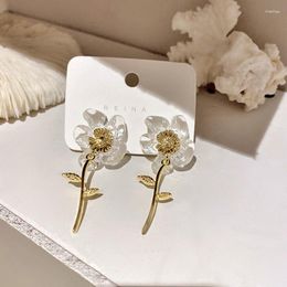 Dangle Earrings 2023 Transparent Flower For Women Purple/White Colours Elegant Plant Jewellery Wedding Party Beauty Gift