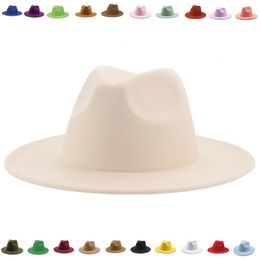 Wide Brim Hats Bucket Fedora Hat Women Winter Luxury Man for Fashion Formal Wedding Decorate Camel Panama Cap Fedoras Gorras Para Mujer 230822