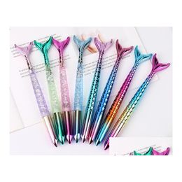 Gelpennor Mermaid Pen - Fish Cartoon Rollerball Stationery w/ Black Ink For School Office Writing Gifts Drop Delivery Indust DHJQS