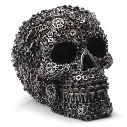 Decorative Objects Figurines Resin Screw Gear Mechanical Style Skull Crafts Ornament Home Decor Statue Halloween Decoration Sculpture 230821