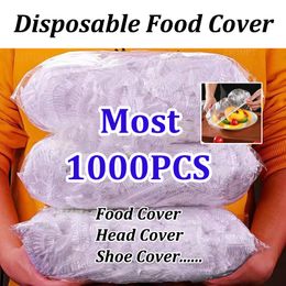 Food Storage Organization Sets 100-1000PCS Disposable Cover Elastic Plastic Wrap Grade Refrigerator Lids Shoe Shower Headgear Bowls Caps B 230821