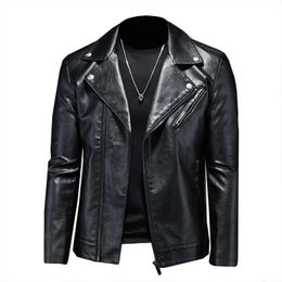 Men's Trench Coats 2023 Lapel MultiPocket Leather Trendy Motorcycle Jacket Coat British Simple Zipper Slim Casual Male Clothing 230822