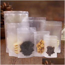 Storage Bags Stand Up Frosted Plastic Self Sealing Bag Matt Translucent Coffee Beverage Snack Cookie Baking Packaging Lz0587 Drop Deli Dhe9M