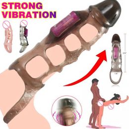 Vibrating Penis Sleeve Cock Enhancer Ring Solid Head Vagina Stimulation Reusable for Couple