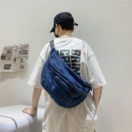 Evening Bags Denim Women's Bag 2023 Trend Chest Pack Belt Eco Korean Messenger Y2K Shoulder Cross Canvas Satchel Jeans Sling