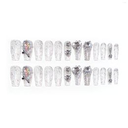 False Nails Transparent Long Fake With Shiny Rhinestone Chip-Proof Smudge-Proof For Women And Girl Nail Salon