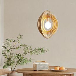 Chandeliers Pendant Lamp Led Art Chandelier Light Room Decor Japanese Simple Solid Restaurant Creative Rotatable Lantern Log Style Stay