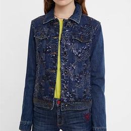 Womens Jackets Foreign trade original single Spanish heavy industry hollowed out embroidered coat denim 230826