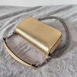 Evening Bags Genuine Leather Messenger Bag Women's Fashion Shoulder Chain Anti-Crystal Decorative Handbag Detachable Strap Purse