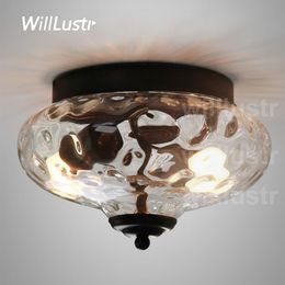 Ceiling lamp clear glass shade lighting transparent pineapple water wave crystal PARISIAN ARCHITECTURAL MILK GLASS ECOLE FLUSHMOUN277i