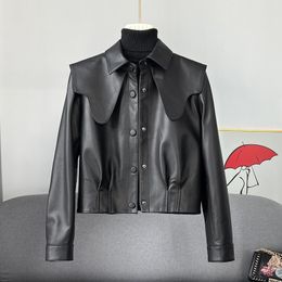 Womens Leather Faux Autumn Spring Pu Jacket Women Korean Style Long Sleeve Small Black Short Top Fashion Coat Woman 230822