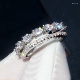 Wedding Rings CAOSHI Trendy Chic Proposal Female Bands Brilliant Zirconia Finger Jewelry For Engagement Ceremony Luxury Gift