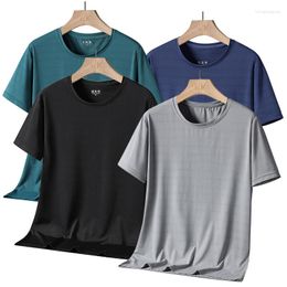 Men's T Shirts 2023 Men Shirt Cool Ice Silk Summer Male Tee Tops Elastic Quick Drying Short-Sleeved T-shirt Clothing