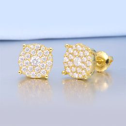 Men Women Silver Earrings Studs Anti-allergic 925 Sterling Silver 18K Yellow Gold Plated Bling CZ Earrings Nice Jewellery Gift