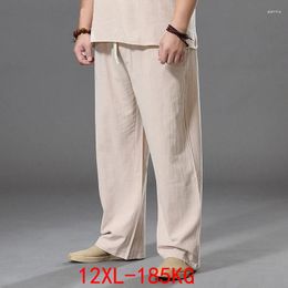 Men's Pants Summer Spring Men Cotton Linen Japan Style Large Size 8XL 10XL 12XL Wide Leg Oversized Trousers Male Loose 58