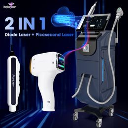 High Intensity Multifunction 2 in 1 Vertical Diode Laser Hair Removal Cost-Effective Pico Tattoo Removal Laser Machine 2 Years Warranty