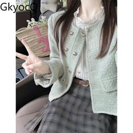 Women's Jackets GkyocQ Classy Temperament Twopiece Set Long Sleeve O Neck Single Breasted Jacket and High Waist A Line Plaid Mini Skirt Sets 230821