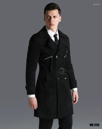 Men's Trench Coats Classic Brand Military Design Medium Long Suede Coat Mens Double Breasted Big Size Uk Autumn/Winte Outwear Sales