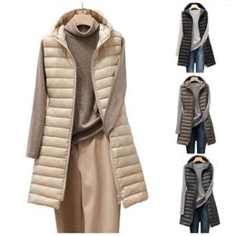 Women's Vests 2023 Winter Women Down Vest Plus Size Sleeveless Warm Hooded Loose Casual Long Female Outerwear Padded Jacket Chaleco Mujer