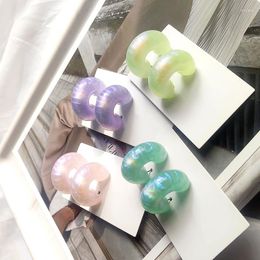 Hoop Earrings UJBOX Big Promotion Green Purple Pink Resin Acrylic Flashing Pearl Powder Thick Chunky For Women